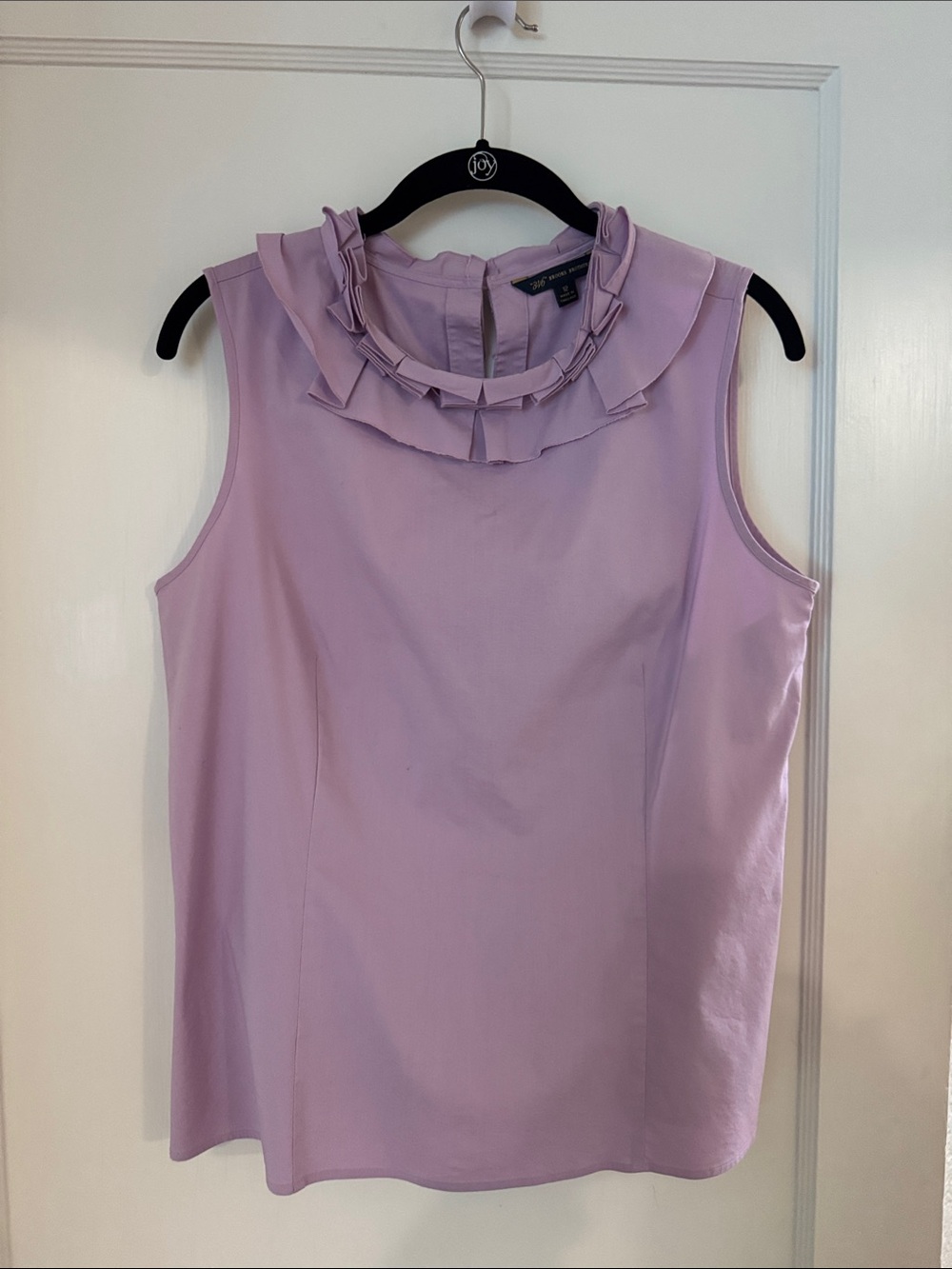 Brooks Brothers Lilac Ruffle-Neck Sleeveless Blouse